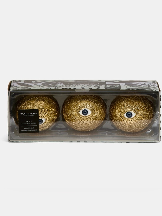 Tahari Other - Tahari Gold Embossed Eye 3 Pack Decorative Spheres